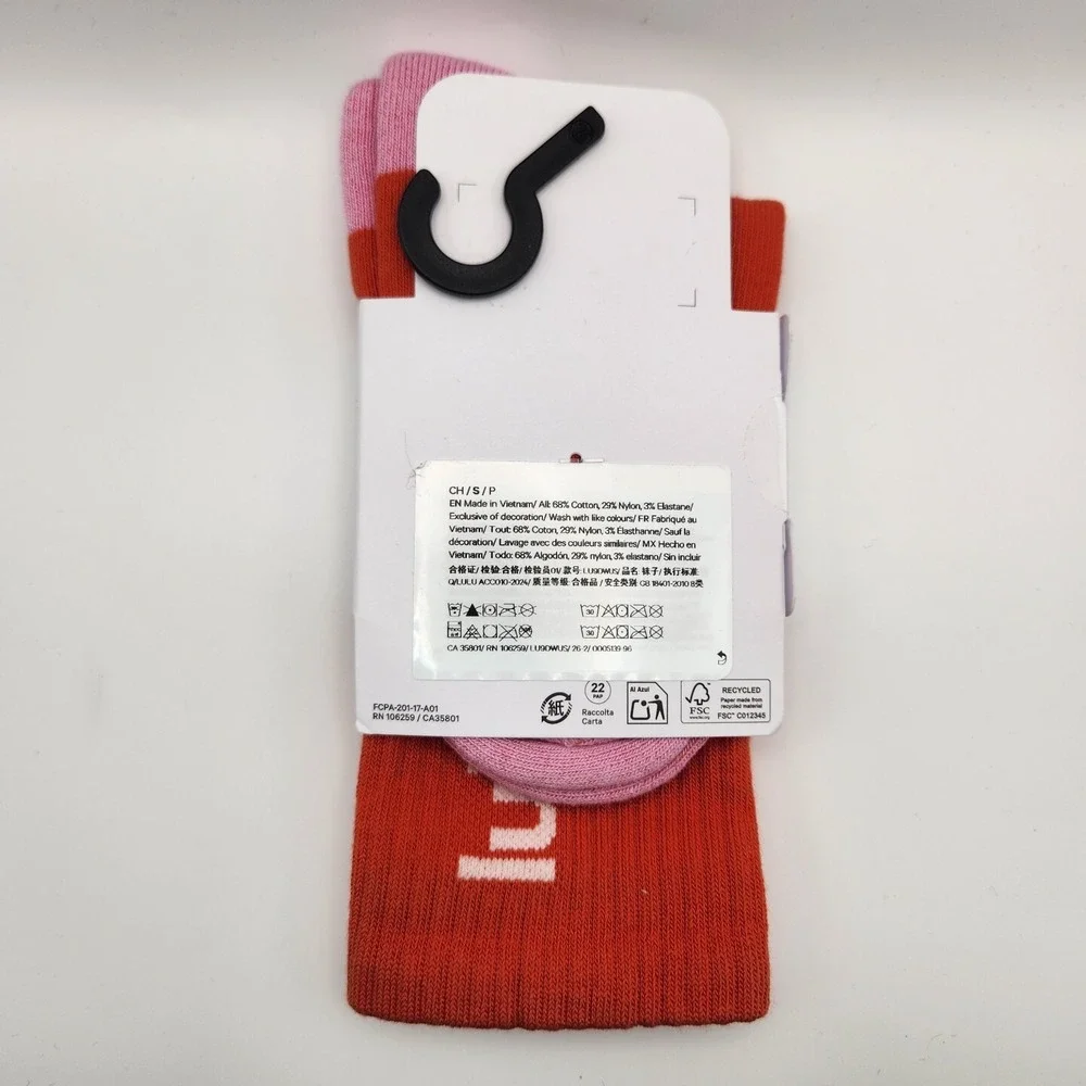 Lululemon Daily Essential Socks Size Small Unisex Orange NWT
